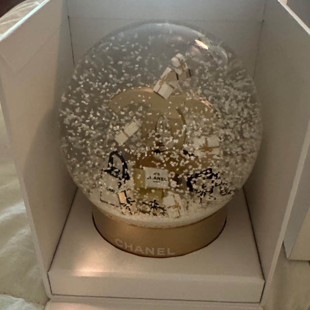 CHANEL Gold and White Decorative Globe